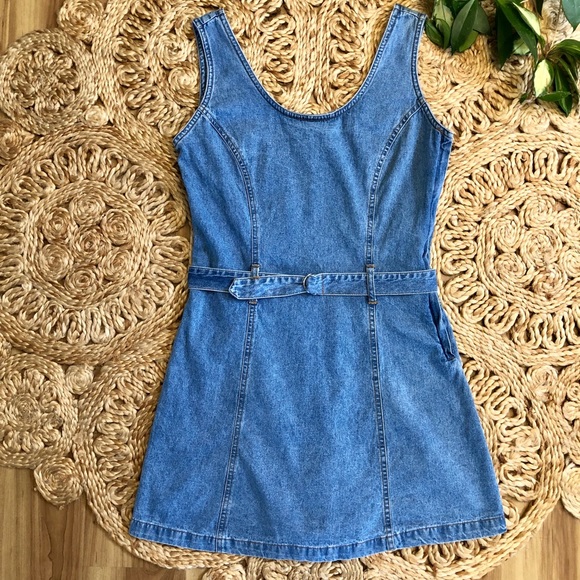 Vintage 90s denim romper skort mini dress - Picture 4 of 8